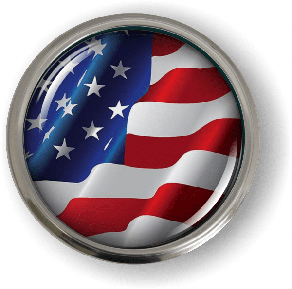 Waiving American Flag - USA Countly Emblem